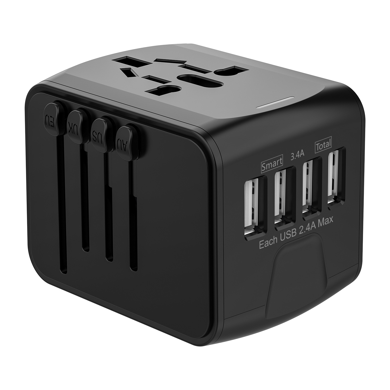 Adaptador de viaje universal - 199 países, 4 puertos USB, conversión para UK/Australia/Europa/USA