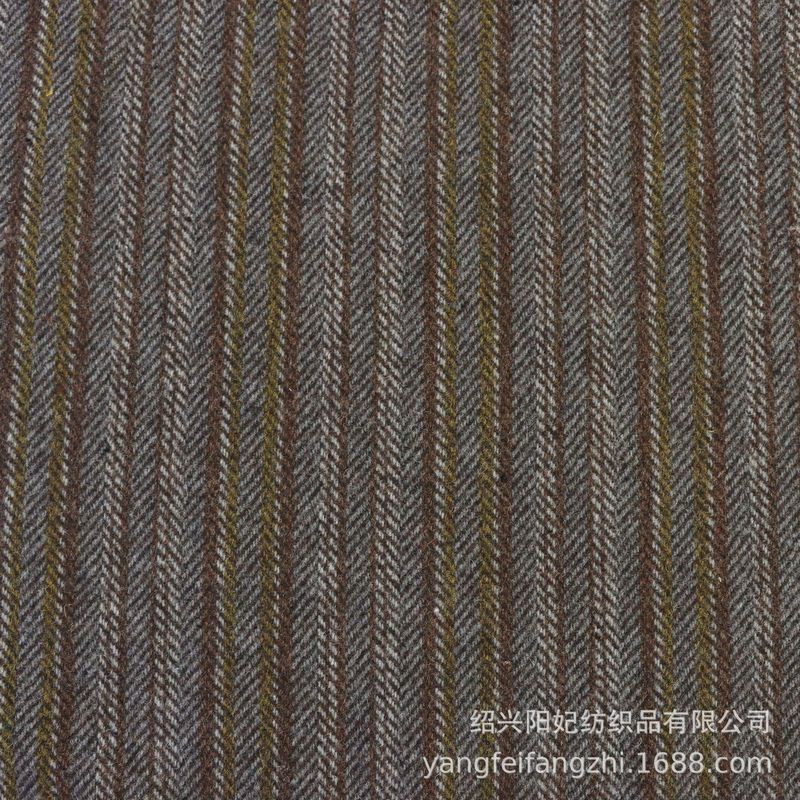 厂家批发 粗纺条纹色织人字纹毛呢面料 秋冬服帽套装鱼骨纹布料|undefined