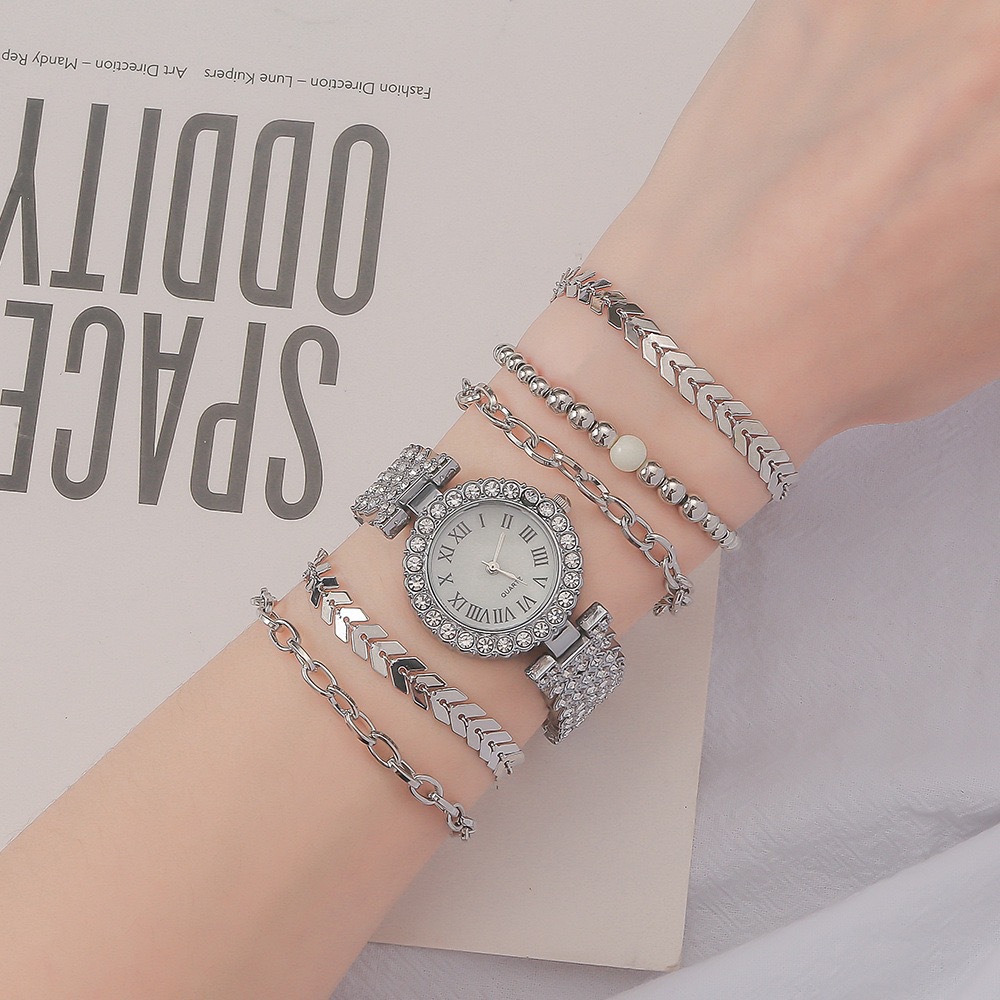 23 Year New Set Diamond Women's Bracelet Watch Luxury Fashion Gift Box Watch Bracelet Six Piece Quartz Watch Set_voghion.com