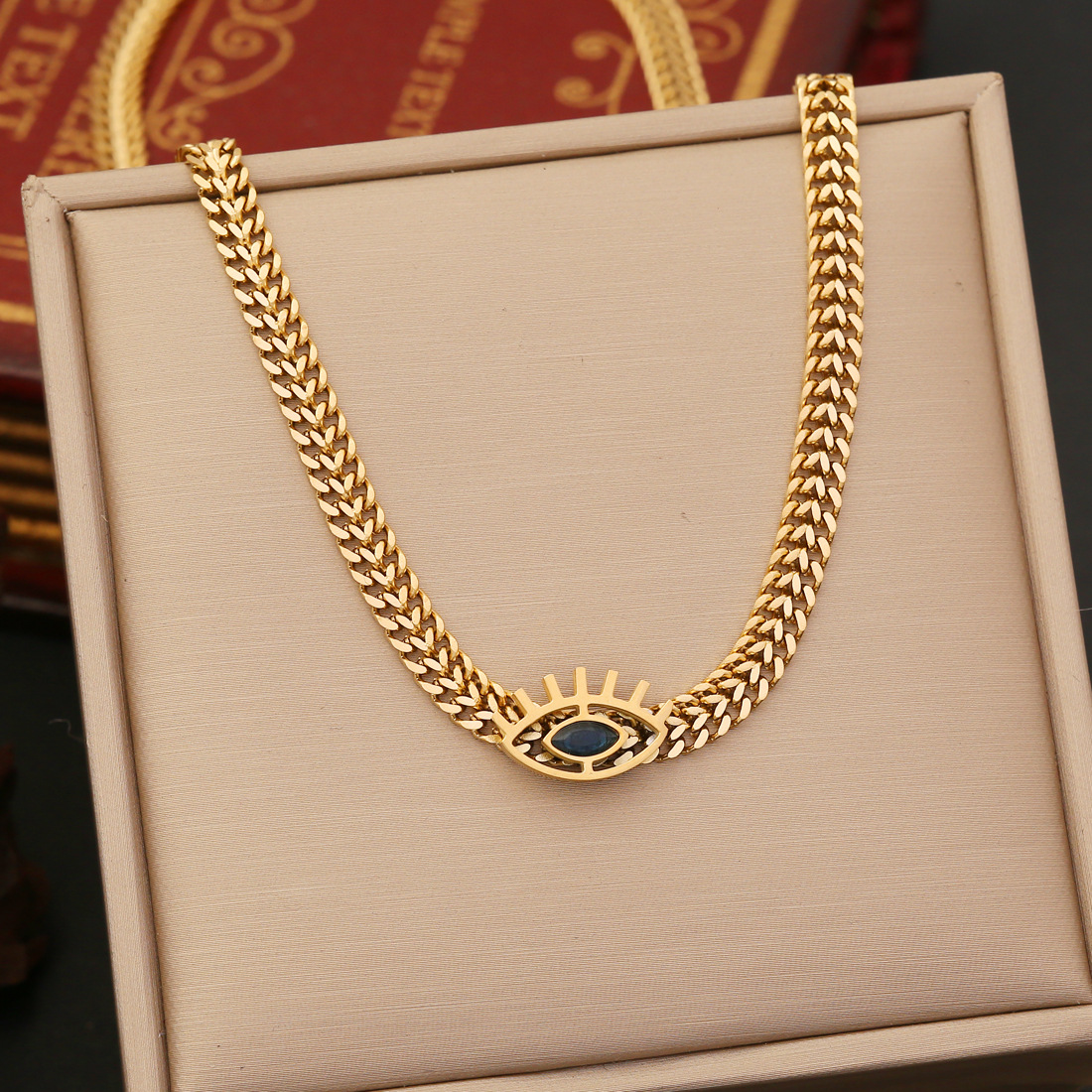 Necklace Classification cable chain Chain Type Retro Devil's Eye Stainless Steel Bracelets Earrings Necklace
