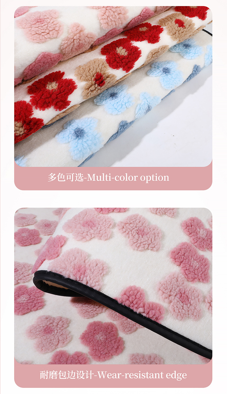 Warm Car Seat Cushion, Lamb Wool, Cute 3D Flower Design, Seven-Piece Set, Three-Piece Set, Small Square Cushion, Wholesale, Thickened and Warm