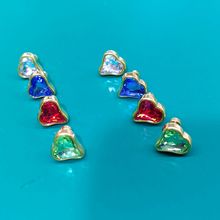 欧美跨境新款不锈钢爱心镶宝石耳钉扭螺丝防过敏耳骨钉厂家直供