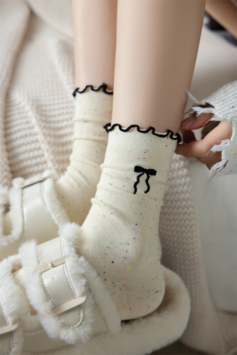50g Weight Socks Classification Socks Lingerie Type Cotton Fabric Type A Pair Quantity Holiday Occasion Bow Knot Pattern All Seasons Season Women's Gender Vacation, Simple Style Style Vacation Simple Style Women's Bow Knot Cotton Crew Socks A Pair 18