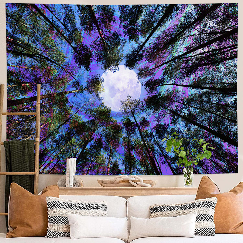 Forest Live Background Hanging Cloth Wall Hanging Cloth ins Background Cloth Bedroom Hanging Cloth Bedhead Fantasy H_voghion.com