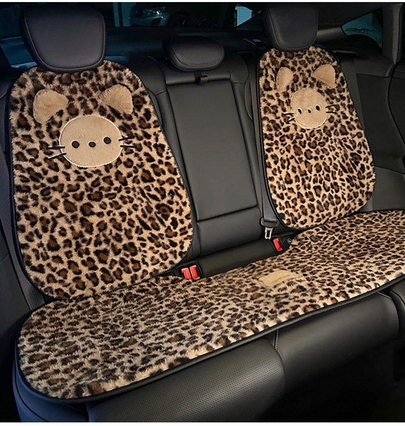 Cartoon Car Seat Cushion, Winter Warm and Plush, Car Seat Cushion, Cross-Border Leopard Print, High-End Car Seat Cover
