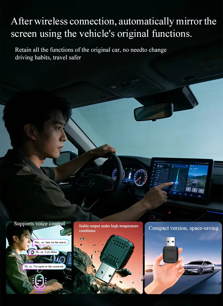 Cross-Border Hot-Selling Compact Wired-To-Wireless Carplay Box for Original Car Systems, Apple Car Interconnect Box
