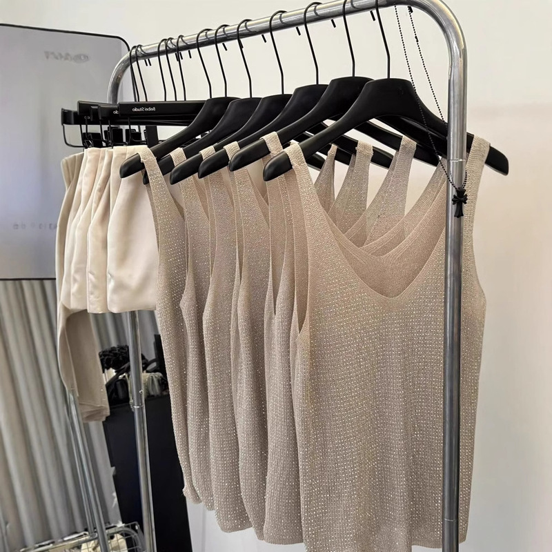 Sparkling Hot Diamond Small Camisole Vest Women's Summer Spice Girl Wear Design Sense Niche Outfit High-end Sleeveless Top