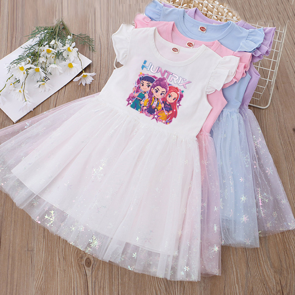 Children's Clothing Girls' Dresses Summer Short-Sleeved Tutu Skirts Kidsren's Skirts Little Girls Princess Skirts Witch Girl Group Fashionable