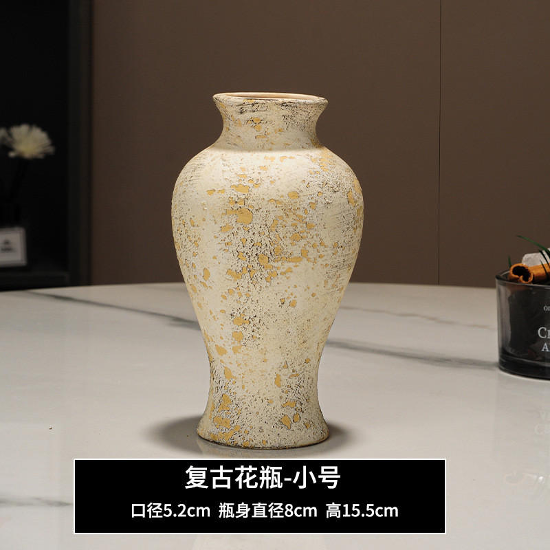 セラミック花瓶、レトロなわびさびスタイルのB&B装飾、中世の粗い陶器アートフラワーアレンジメント、家庭用家具、陶器のポット