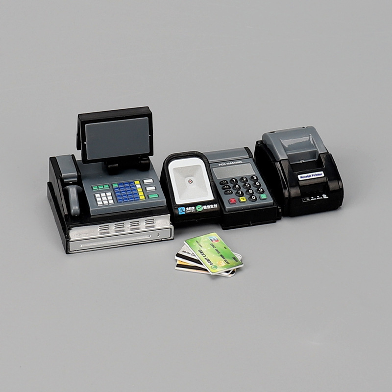 Mini supermarket cash register card reader POS machine doll house scene props micro-reduction model play house toys