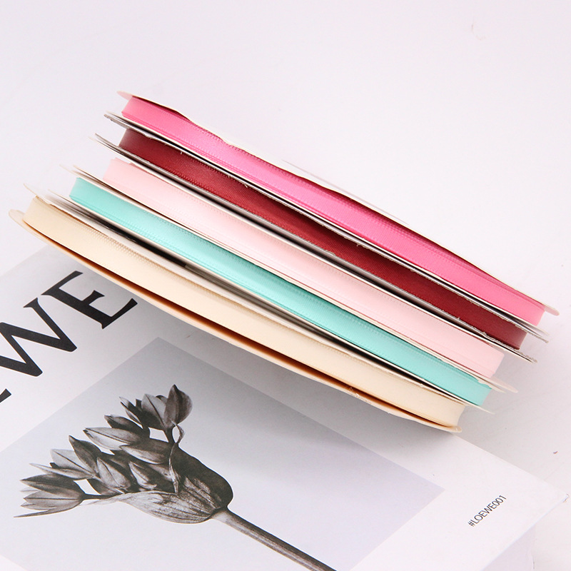 Cinta de poliéster de 7 mm de un solo lado en existencia del fabricante para decoración de envoltura de regalos, cinta colorida, cinta hecha a mano, cinta de poliéster