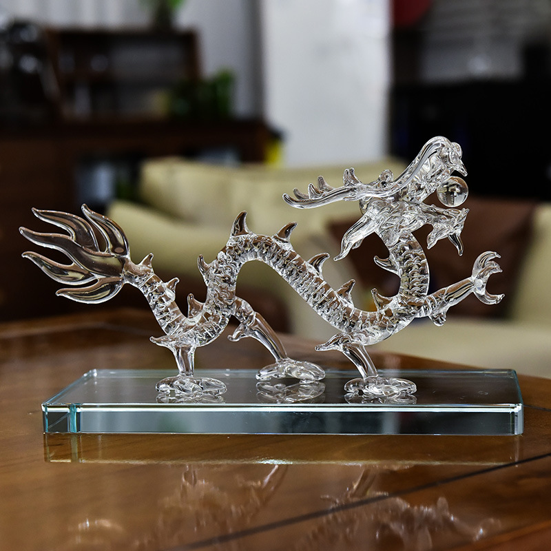 Cristal de cristal artesanía decoración del hogar adornos animales temperamento Tenglong doce Zodiaco regalo cumpleaños
