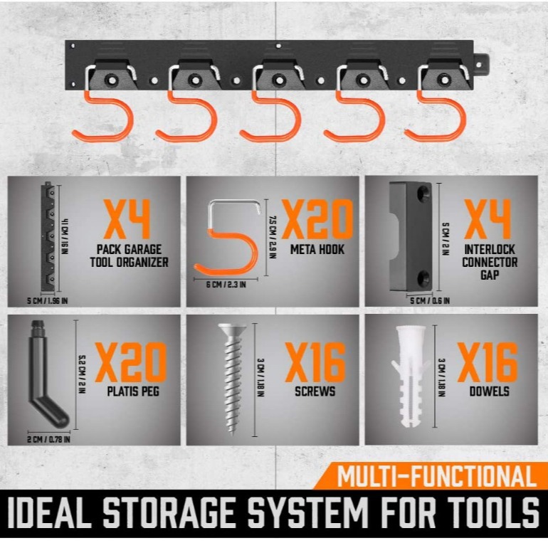 Panel trasero de plástico, accesorios de herramientas, estante de almacenamiento, gancho de pared de garaje multifuncional, gancho en forma de S, venta al por mayor