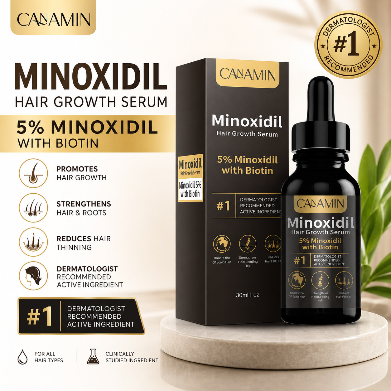 Cross-Border Dense Hair Serum Minoxidi Topical Solution 5% Minoxidil Hair Growth Essence Oil