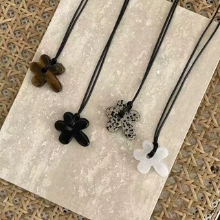韩系天然石花朵项链ins小众设计个性精致时尚潮流百搭长毛衣链女