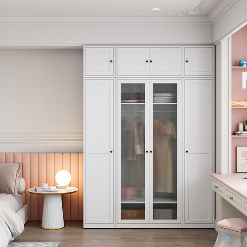 Steel Cabinet for Home Bedroom with Glass Door, Simple Metal Wardrobe, Economical Metal Balcony Storage Cabinet