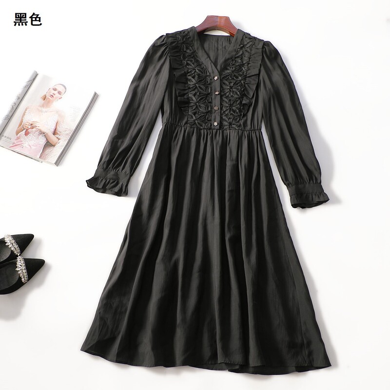 414890 Autumn long-sleeved extended-length dress Shenzhen Mingwei wholesale quality women's clothing clearance factory
