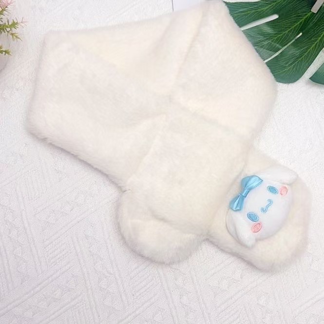 [Góc tròn mỏng] Khăn quàng trắng Xiaoyugou (dài khoảng 80 cm) / Chiều dài khoảng 85cm