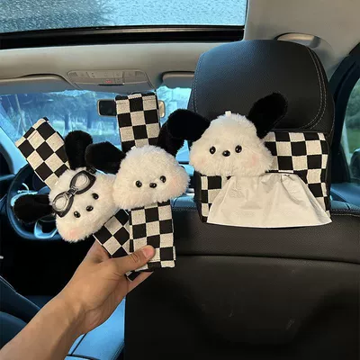Car tissue box/set – Box - pochacco-checkerboard-tissue-box-checkerboard-shoulder-pad-set