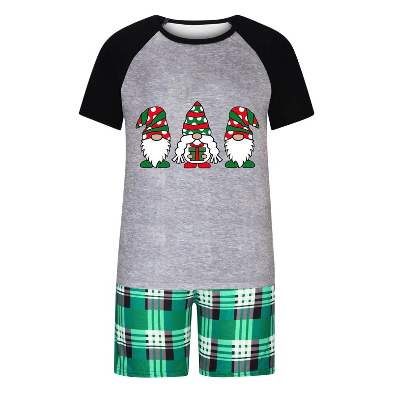 Transfronterizo europeo y americano de manga corta más tamaño ropa para el hogar traje de padres e hijos pantalones cortos a cuadros de manga corta ropa para el hogar traje casual impresión