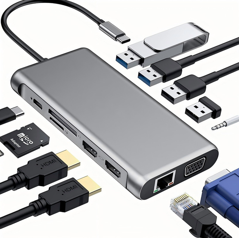 Type-C拡張ドック 13in1 ワイヤレス充電 ギガビットネットワークポート ノートパソコン多機能拡張ドック|undefined