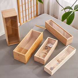 简约收纳盒木质抽拉式滑动盖茶叶包散茶叶储蓄盒木制小礼品包装盒