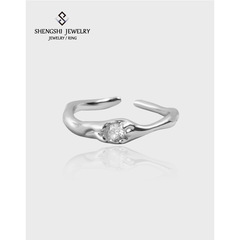 Korean Version Ins Ring Non-Fading Unique Design Simple Irregular Sapphires Cool Gentle Diamond Ring for Women Wholesale