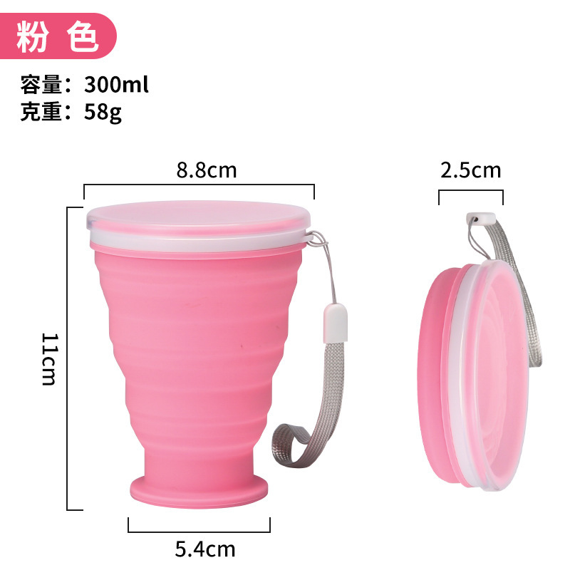 Taza de agua plegable transfronteriza de silicona para viajar, taza de agua plegable fácil de transportar, taza de agua plegable anti-caída, taza de agua plegable de moda