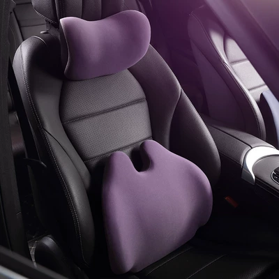 Pillow Memory Foam Car Cushion Car: Headrest - headrest-lumbar-support-suit-light-purple