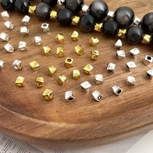 合金碎银光面方形扭珠隔珠散珠 手工diy隔片手串串珠文玩饰品配件