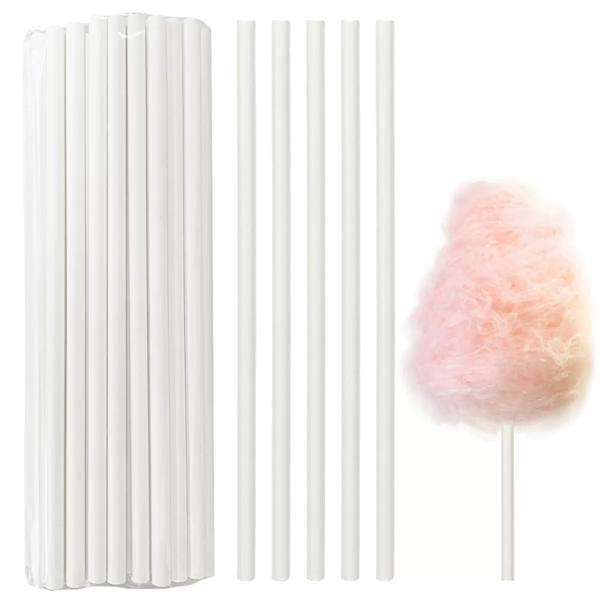 10*300MM机器专用花式棉花糖纸棒彩色棉花糖纸棒食品级纸棒50支装