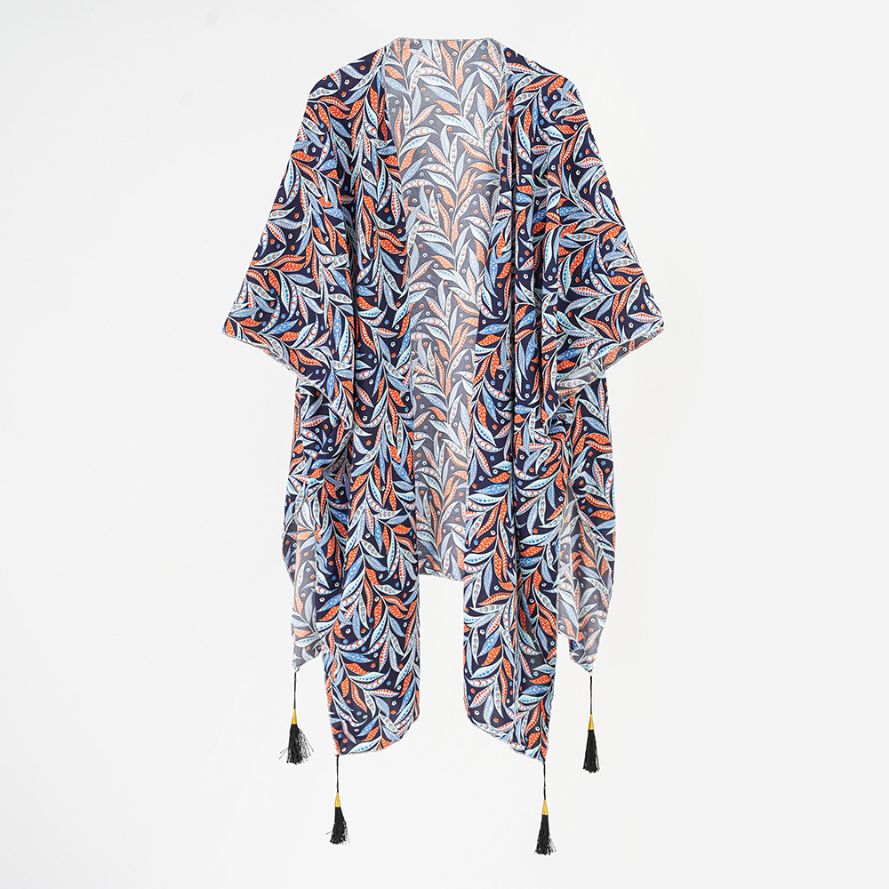 Estilo chino impreso 2023 nueva gasa cardigan largo abrigo retro de verano las mujeres