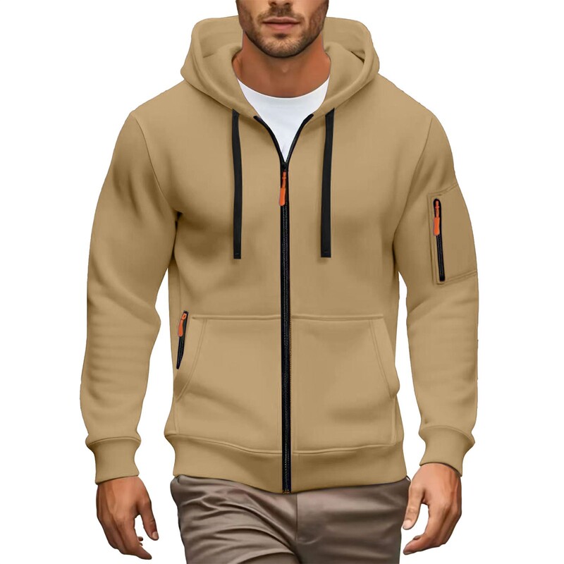 2025 New Cross-Border European Size Autumn and Winter Men's Sweatshirt Hoodie Zipper Cardigan Men's Sports Casual Jacket
