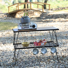 戶外多功能燒烤桌野營便攜式網桌 迷你收納架折疊桌椅瀝水碗架子