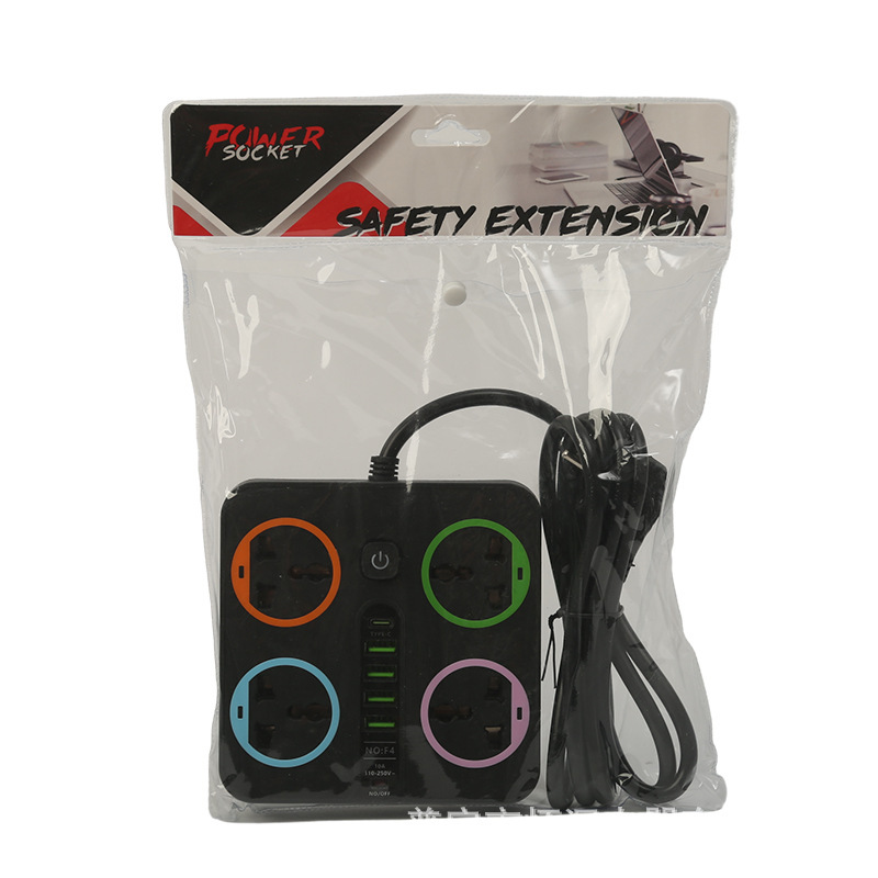 4USB + 1PD enchufe de comercio exterior de círculo de color estándar europeo estándar estadounidense estándar británico estándar saudí decoración de color de la decoración neutral