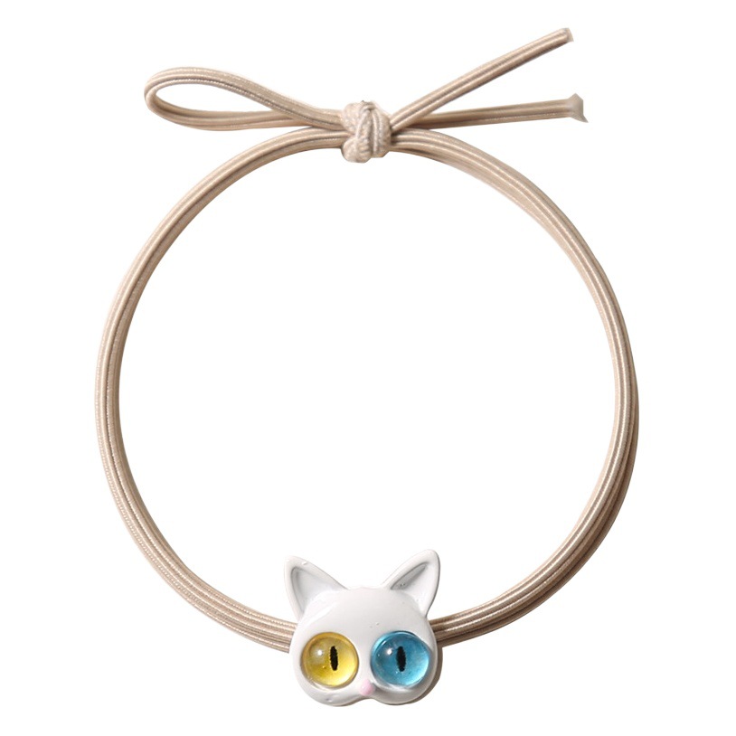 Dos colores pupila ojo grande gato cabeza cuerda hembra lindo de dibujos animados japonés y coreano simple todo partido aleación cabeza chica pelo corbata tocado