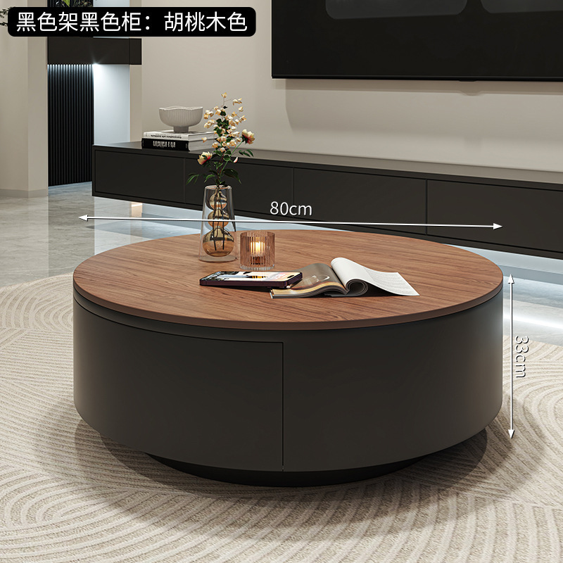 中世スタイルのラウンド無垢材コーヒーテーブル組み合わせリビングルームホームライト高級モダンシンプルな小さなアパートハイエンドコーヒーテーブル|undefined
