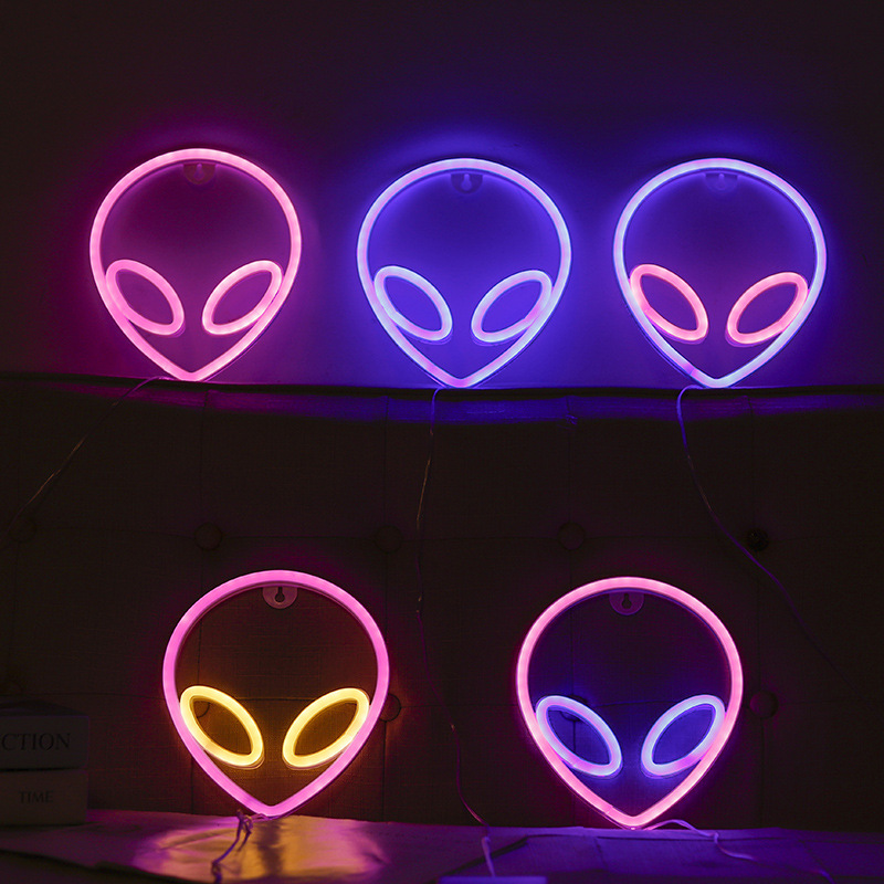 New LED glowing alien neon light for Instagram, perfect for shop windows, bars, bedrooms, and trendy room decorations.