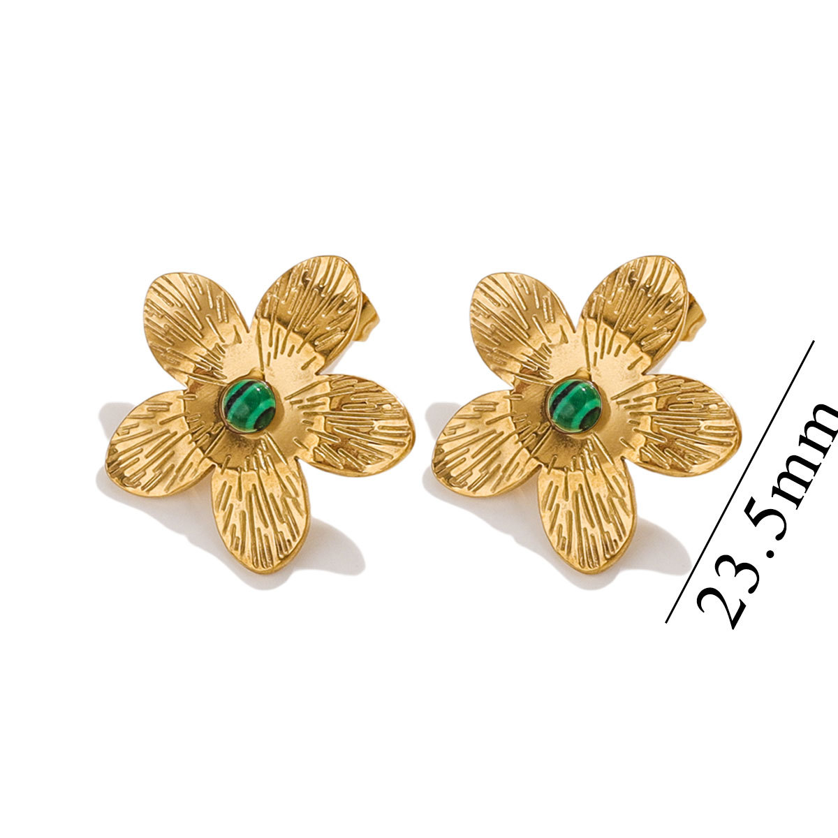 1 Paire Style Vintage Style Simple Fleur Incruster Acier Inoxydable 304 Turquoise Boucles D'Oreilles display picture 7