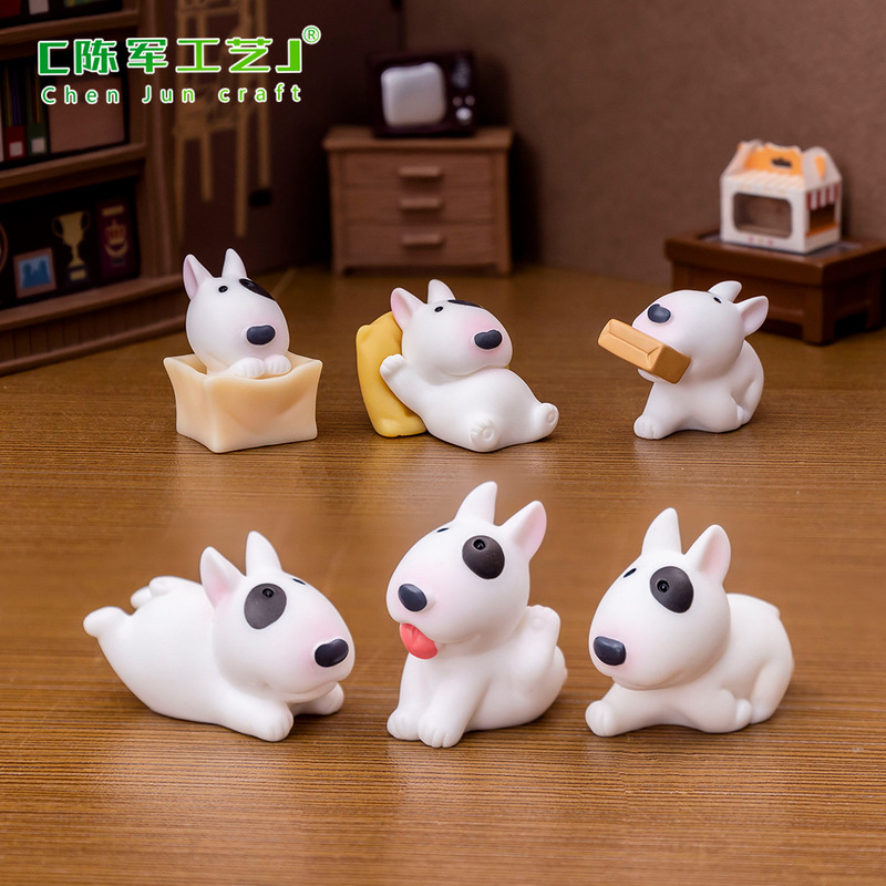 Micro-landscape Cute Bullhead Terrier Puppy Animal DIY Blind Bag Jewelry Hanging Accessories Doll House Desktop Small Ornaments