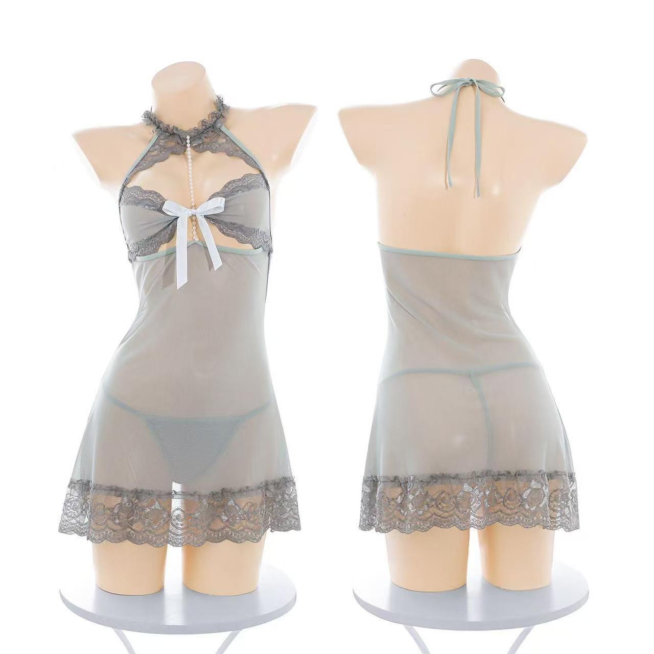 Sexy Secretary Roleplay Lingerie Dress, Grey Polyester Bodycon Mini for Women — detail image 6