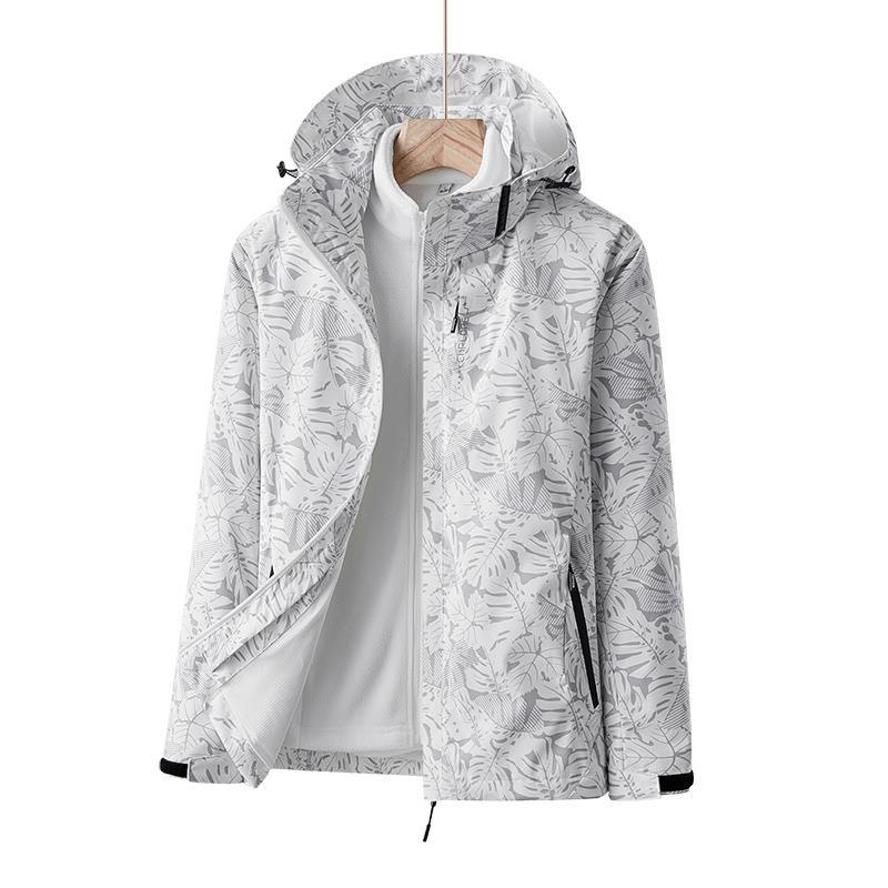 Otoño e invierno pareja ropa al aire libre tres en uno chaqueta de hoja de arce polar interior a prueba de viento impermeable ropa de Montañismo al por mayor