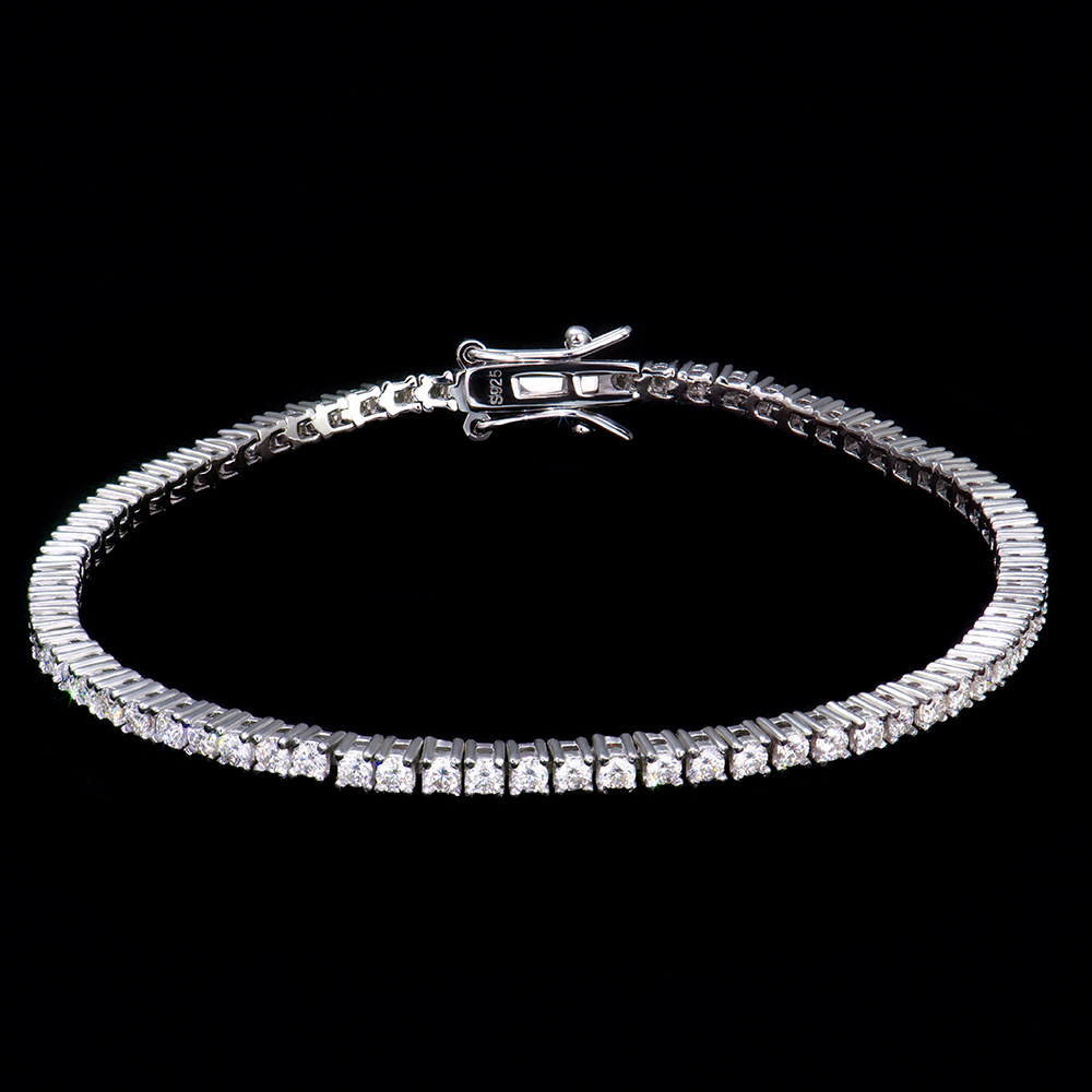 Europe And The United States 3MM Tennis Bracelet Men's First Jewelry S925 Sterling Silver Inlaid Moissanite For Boyfriend