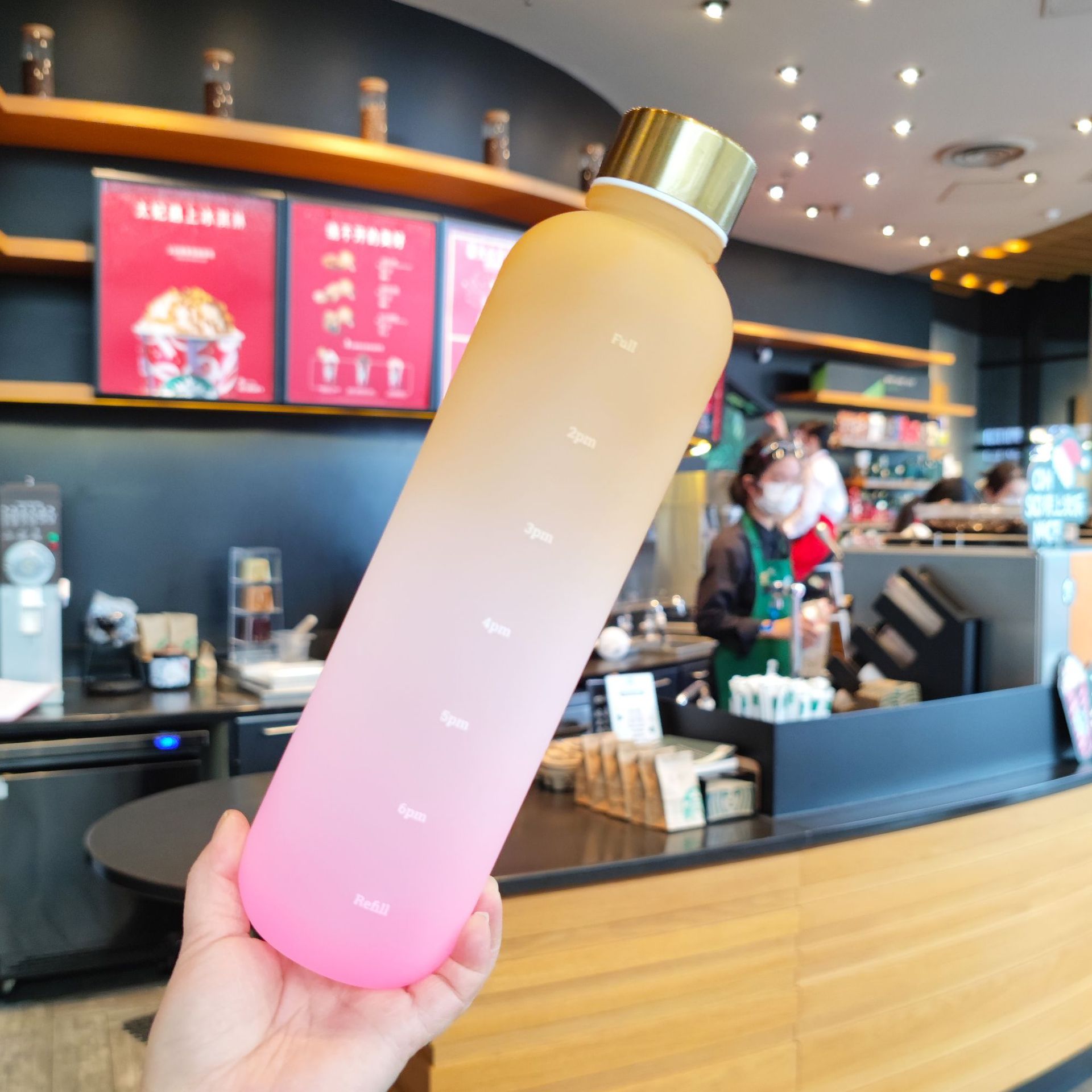 Colorido gradiente de color helado gran capacidad botella agua práctico simple bebida directa portátil fitness deportes 1000ml