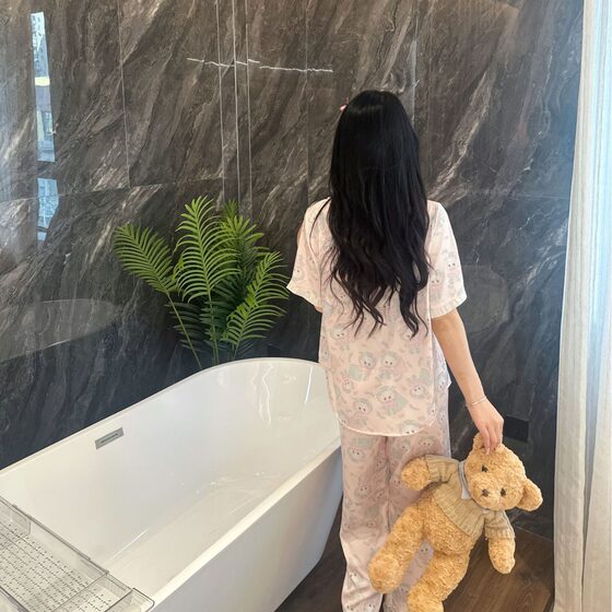 YASE [Cheese Fun] New Pajamas Summer Ice Silk Girl Sweet Wind Short Sleeve Pants Kitten suit