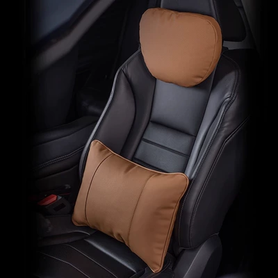 Punching Imported – Headrest - nappa-leather-brown-headrest-lumbar-support-set