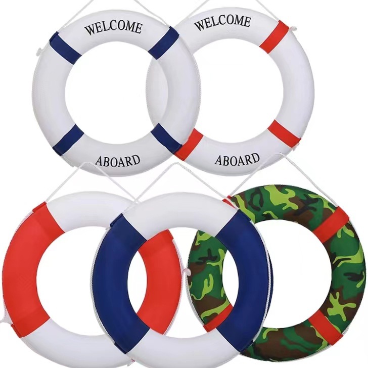 批发供应加密实心泡沫救生圈游泳圈免充气大中小地中海风格装饰圈