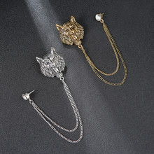 韩版个性复古男士胸针链条流苏狮子动物胸针领针西装配饰胸花