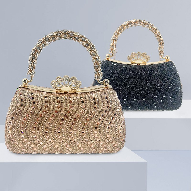 New High-End Luxury Evening Bag for Ladies, Light Luxury Diamond-Encrusted Bag, Fashionable and Versatile Handbag for Banquets, Cross-Border Wholesale New High-End Luxury Evening Bag for Ladies, Light Luxury Diamond-Encrusted Bag, Fashionable and Versatile Handbag for Banquets, Cross-Border Wholesale