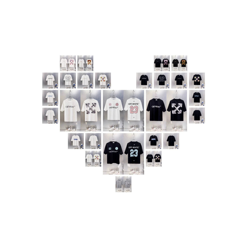 Cross-Border High-Quality Trendy Brand Off-White New Stylish Loose-Fit Round-Neck Short-Sleeve T-Shirt Small Collection Cross-Border High-Quality Trendy Brand Off-White New Stylish Loose-Fit Round-Neck Short-Sleeve T-Shirt Small Collection